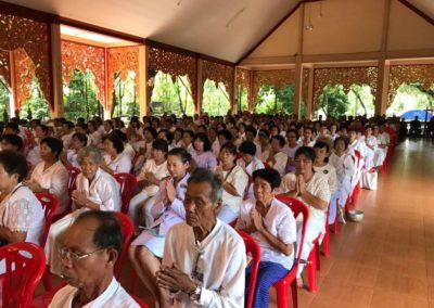 We make merit and were listening to Buddha's teaching at Wat Sriboonruang in occasion of birthday of King Rama 10