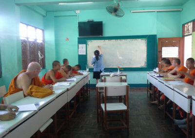 Teaching English to novice at Wat Sriboonruang