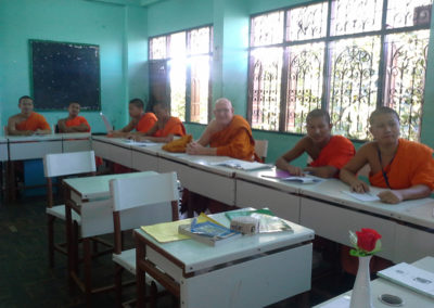 Teaching English to novice at Wat Sriboonruang